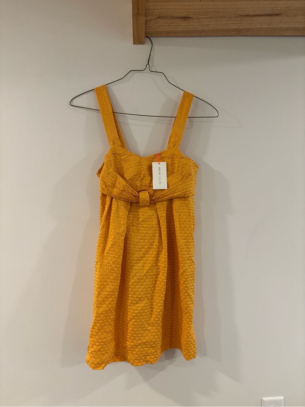 NWT See by Chloé Silk Blend Textured Mini Dress Yellow Size 44